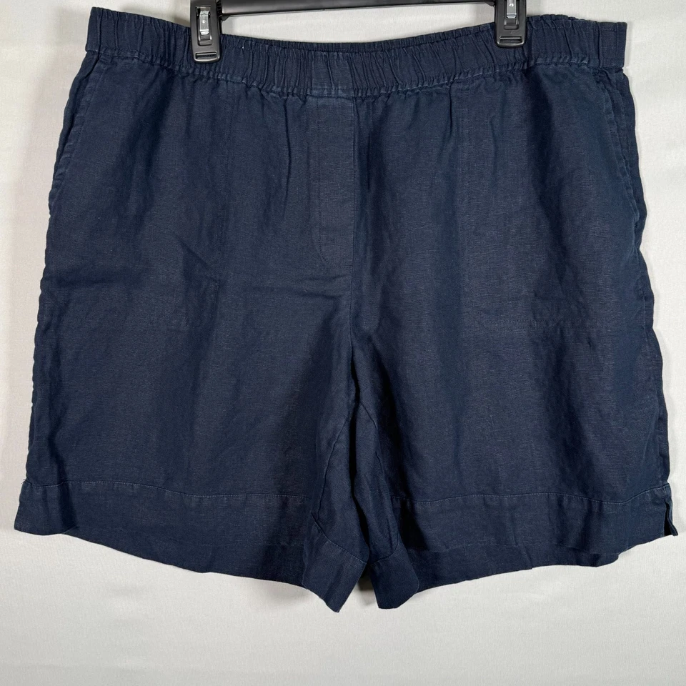 Pantalones Cortos J. Jill Love Lino -Lote de 2- Para Mujer 2x Azul + Negro Boho 8" Entrepierna W39" Foto 2 de 4