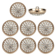 Rhinestone Buttons, Sew on Rhinestone Button 8 Pcs 25mm Gold/White