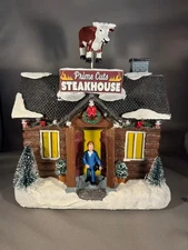 F.G. Square animated Christmas Village "Prime Cuts Steakhouse" w/ Xmas melodies