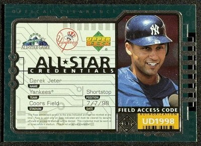 DEREK JETER 1998 UPPER DECK #AS11 ALL STAR CREDENTIALS FIELD ACCESS