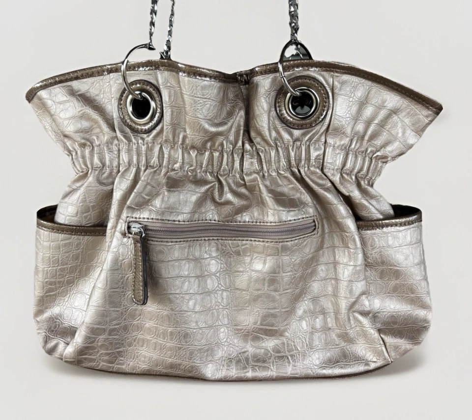 Bolso de Hombro Y2K Kathy Van Zeeland Metálico Dorado Bronce Boho Soho Correa de Cadena Foto 2 de 4
