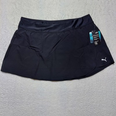 Puma Swim Skort Women XL Black New Chlorine Resistant Integrated Liner SSP23MWS