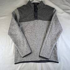 Old Navy Boys Fleece Pullover Sweatshirt Gray Size L 10 12 Snap Neck Stretch