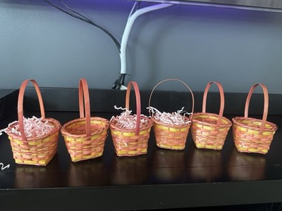 6 Mini Pink Wicker Easter Baskets