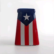 Professional Salsa Cowbell LOW Tone 6.5 Inches. Ritmo Musical  PUERTO RICAN flag
