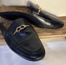 Coach Black Sienna Leather Mule Slides Sherpa shoes Fur Women s Size 8 Black