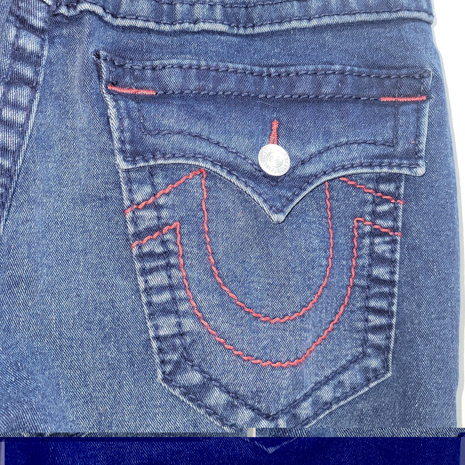 True Religion Geno Relaxed Slim Jeans Big T Flap Red Stitch Mens 36 x 30" NWT thumbnail 8