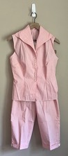 Vintage Cropped Pants Top Set Outfit Red Stripe Sleeveless 50s 60s Small 2 4 6