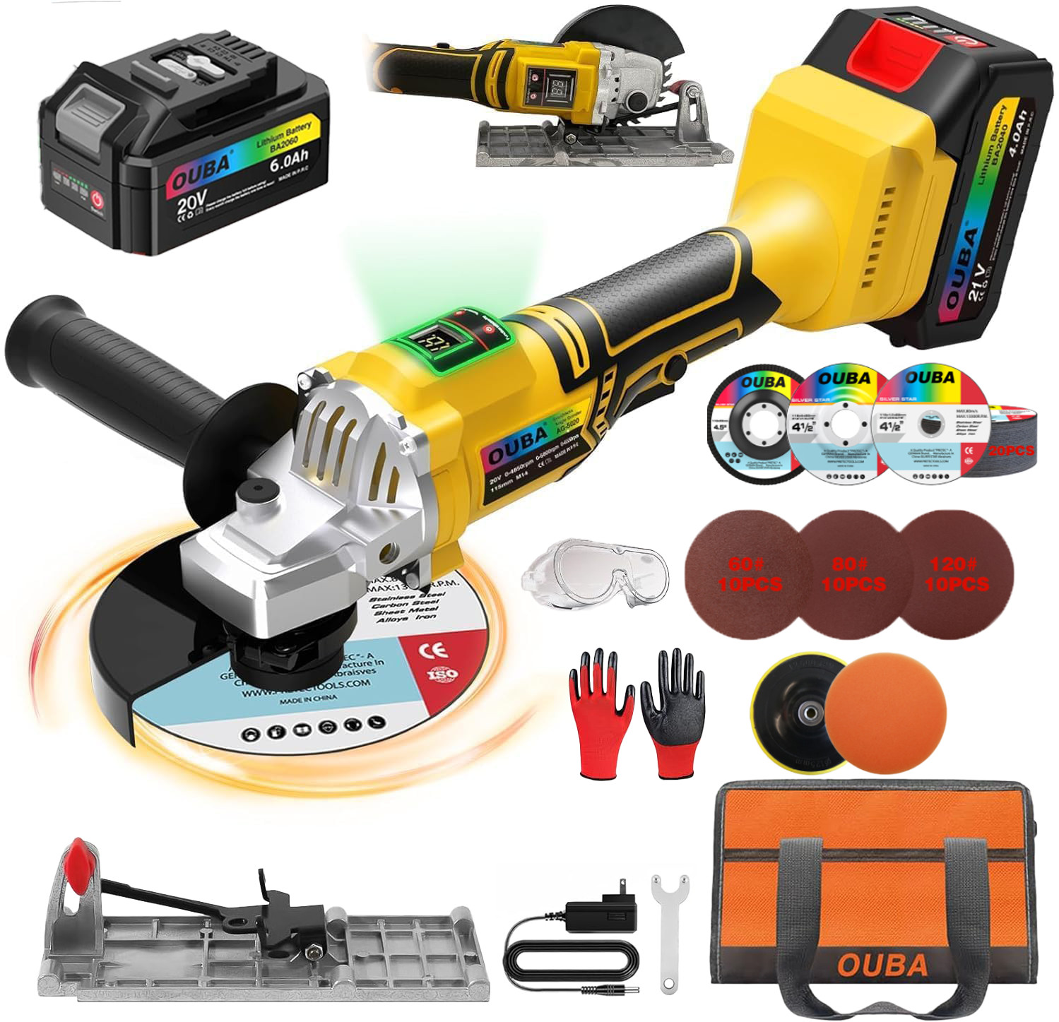 Cordless Angle Grinder Compatible Dewalt 20V MAX Battery 4-1/2" to 5" Brushless