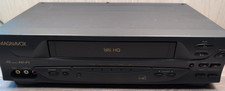Magnavox VHS HQ VCR Player 4-Head Tested Working Black Vintage - No remote