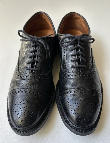 Allen Edmonds Strandmok Men's Black Pebbled Leather Oxfords USA Size 10 E -M15 - Picture 2 of 11