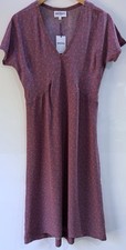 Brora 100% Silk Dress UK 8 Pink Multi Geo Print Empire Line Short Sleeve NWT