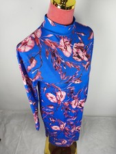 Kleid Zara Trafaluc Gr. S 36 blau rosa Blumen Midi stretch Party dress elegant 