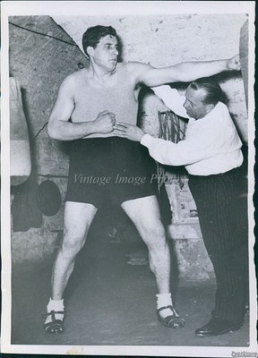 1953 Milo Maligoli Steve Kaluse Grosseto Italy Heavyweight Boxing Wirephoto 7x9