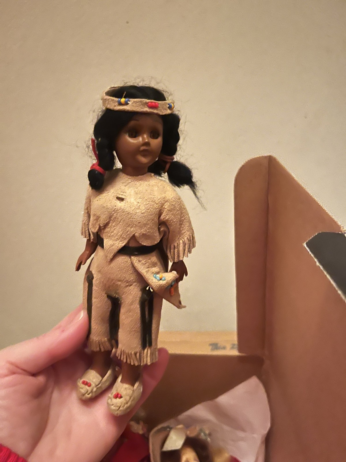 Carlson Indian Doll Sleepy Eyes Beaded Leather