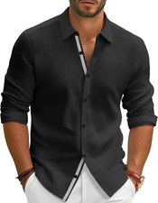 Men s Dress Shirt Wrinkle Free Stretch Long Sleeve Button Down Modern Fit Casual