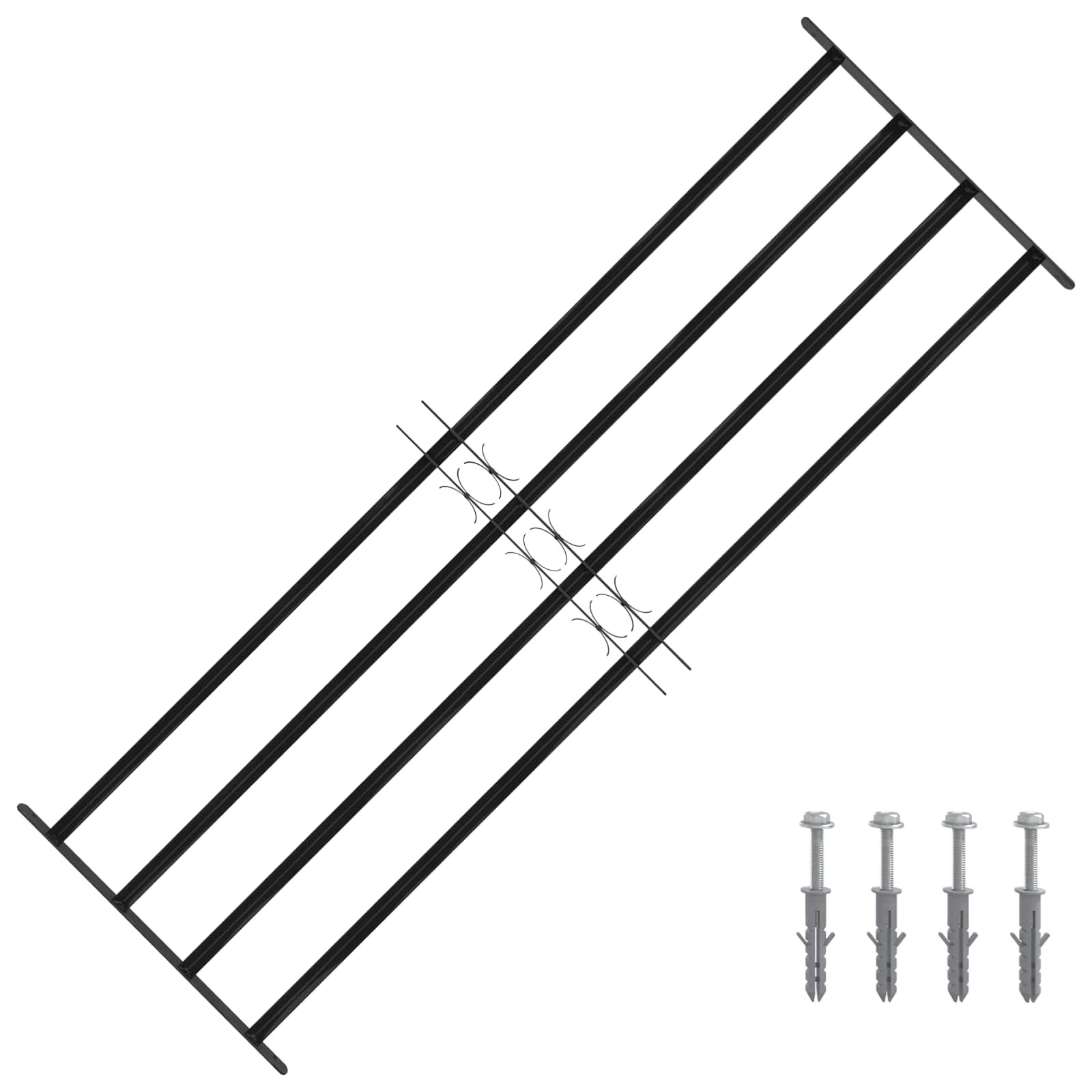 Inferriata Sicurezza Finestra 175x60 cm Nero Opaco - Design Moderno