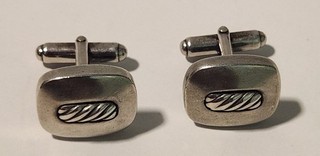 Par de gemelos de cable David Yurman de plata esterlina $1 ¡Inicio SIN RESERVA!