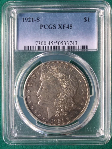 1921-S Morgan Silver Dollar Graded by PCGS XF 45