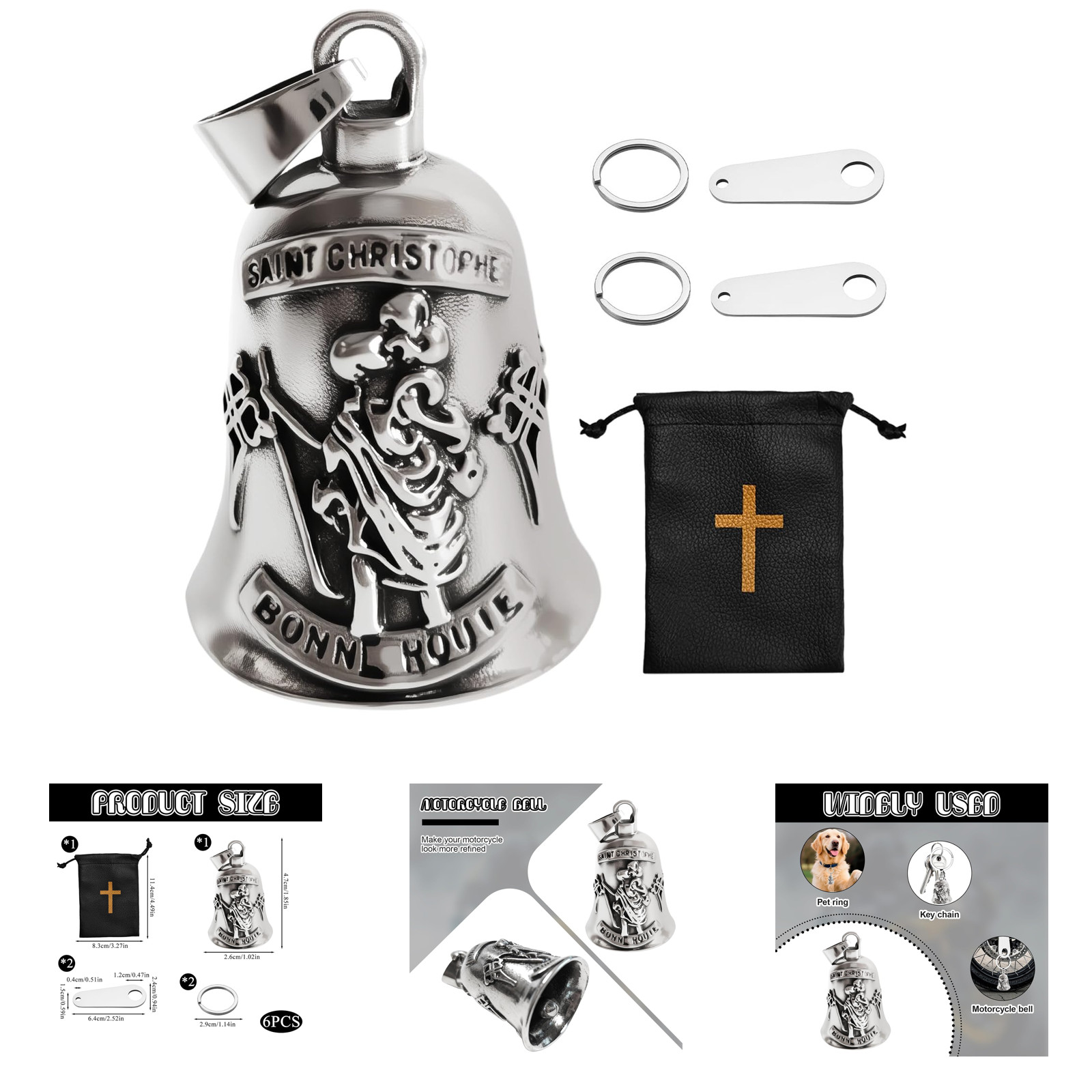 St Christopher Guardian Motorcycle Bell Religious Biker Gift 3D Saint Protection