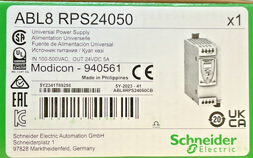 SCHNEIDER ELECTRIC ABL8RPS24050 POWER SUPPLY MODICON 940561 24VDC 5A 500VAC - Picture 3 of 12
