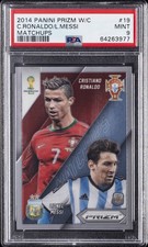 2014 PANINI PRIZM WORLD CUP MATCHUPS #19 CRISTIANO RONALDO/LIONEL MESSI PSA 9