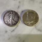 1964 Kennedy Half Dollar & 1945 Walking Liberty Half Dollar 50C Coin Lot (2)