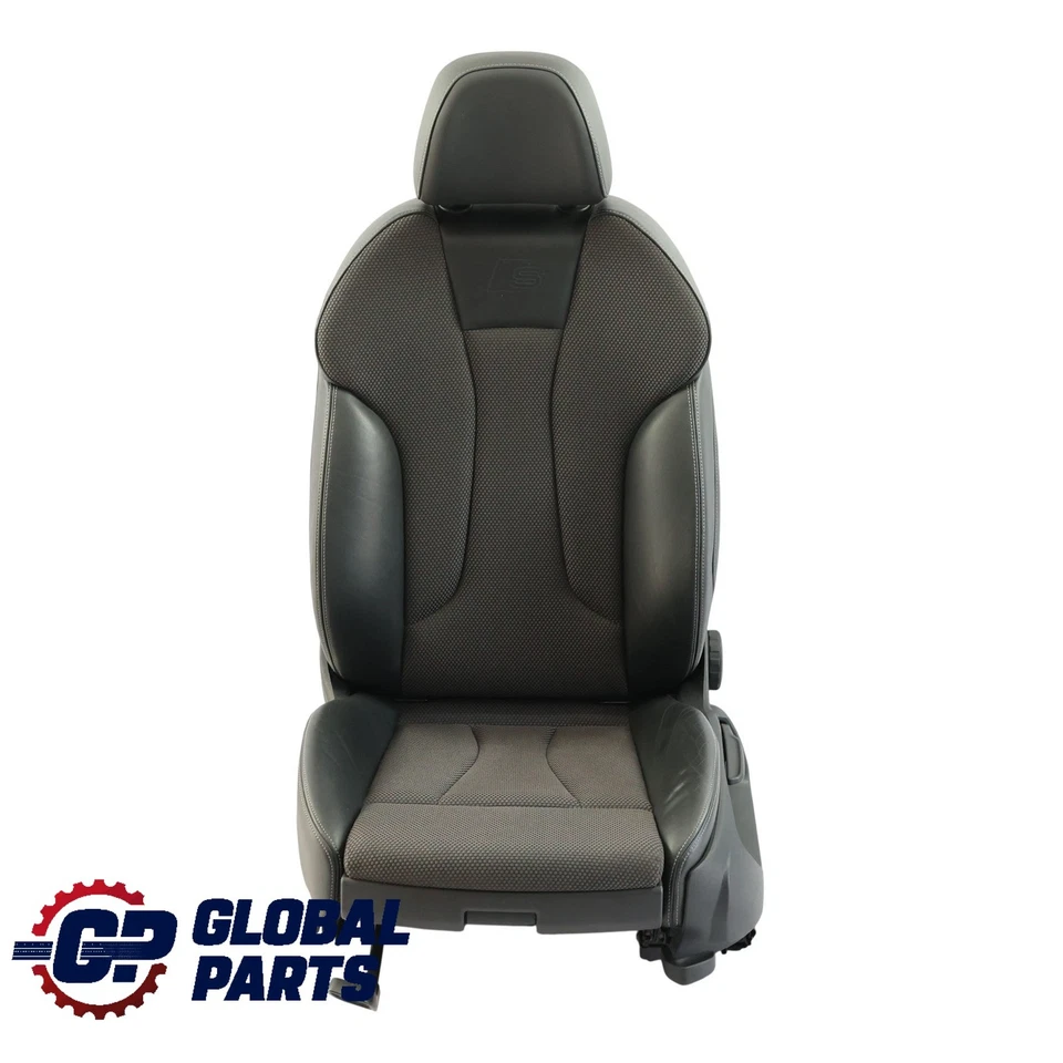 Audi A3 8V 5 Portes Siège Avant Sport Intérieur Semi Cuir Noir Gris Gauche - Photo 1/4