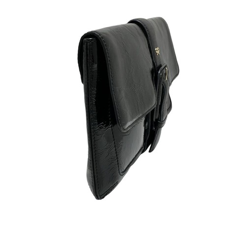 Auth Anya Hindmarch - Black Patent Leather Hardware Clutch Bag - Picture 2 of 7