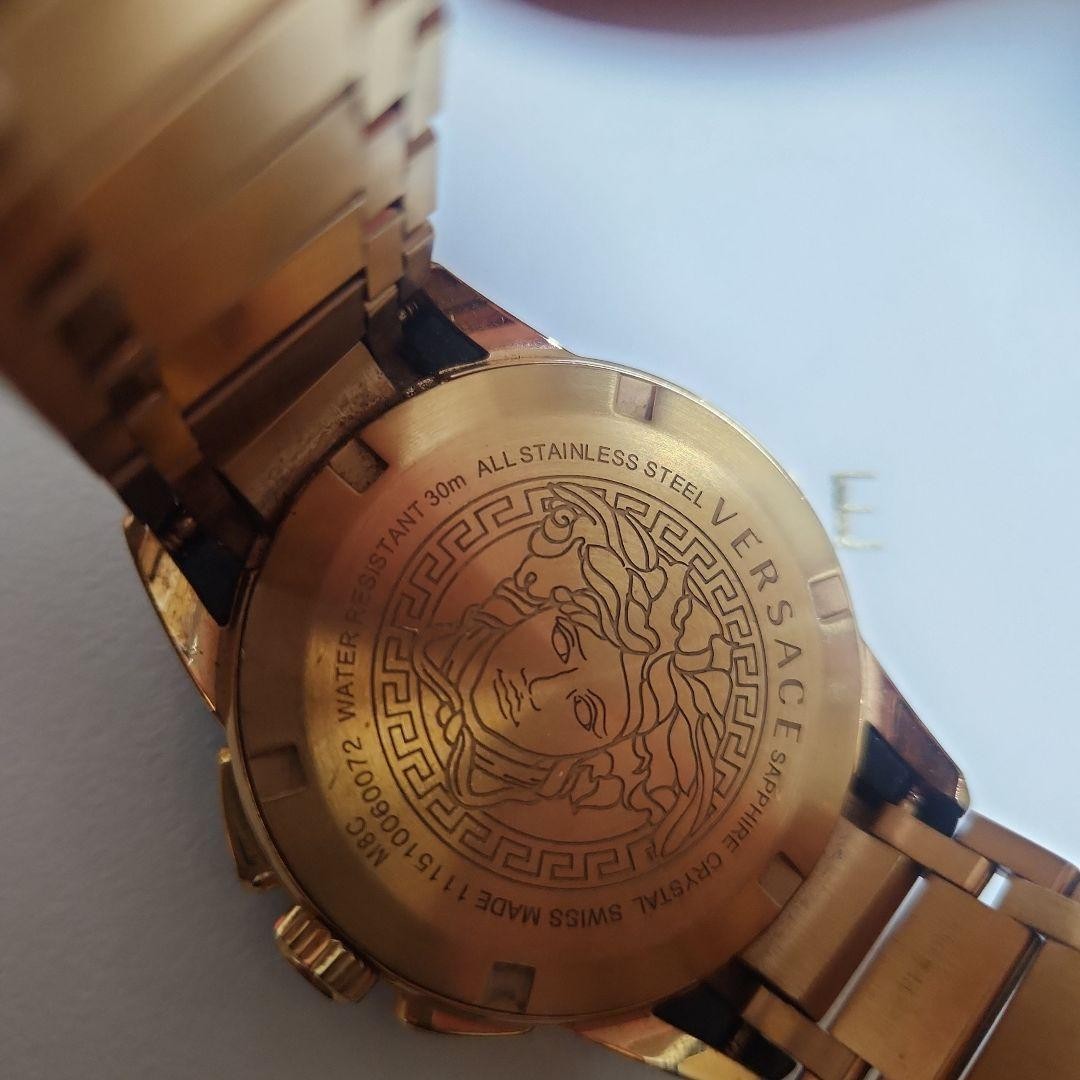 Versace Men's Chronograph Date Watch Stainless Steel Black 42mm Used thumbnail 4