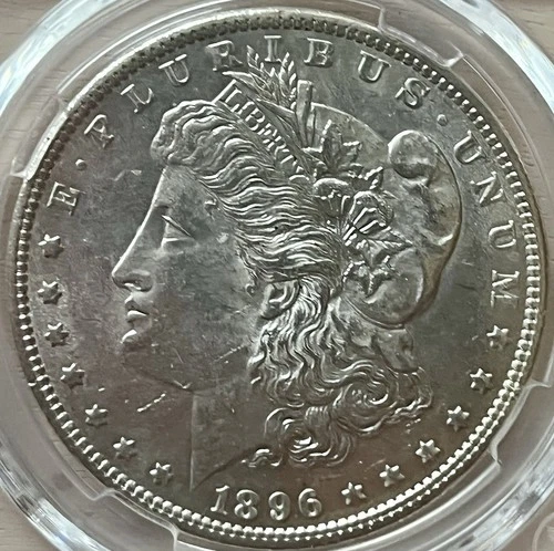 1896 Morgan Silver Dollar Gem BU+ Higher Grade. Slab Included.