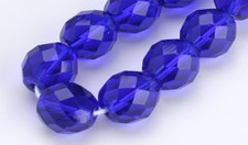 25 Multi Cut Cobalt Faceted Round Fire Polished Czech Glass Beads 10 MM