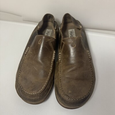 Olukai Loafers Mens 9 Brown Molea Leather Slip On Mocs  display picture 1
