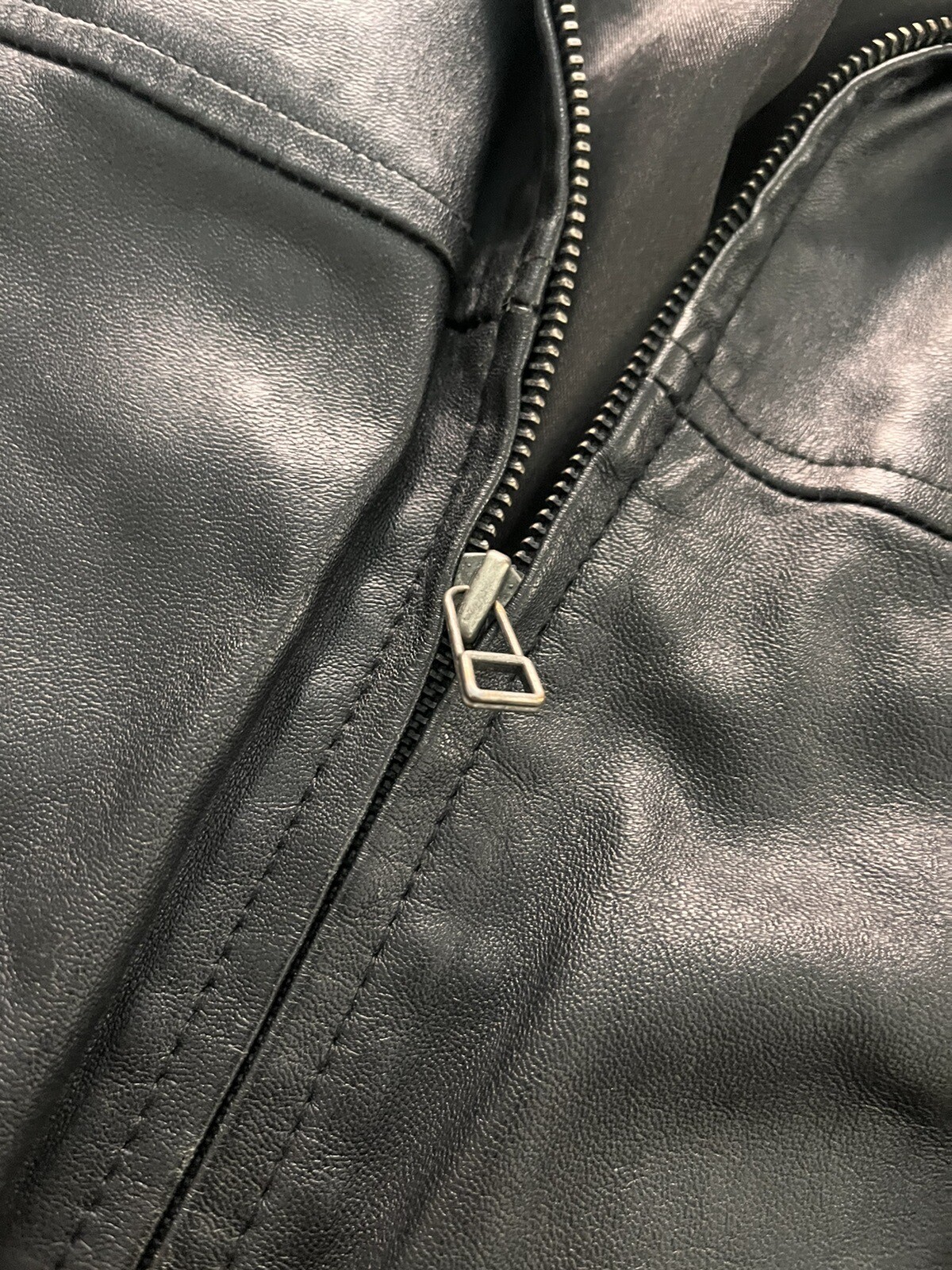 FILA Giacca in pelle Savile Row da uomo 2XL vera pelle nera cerniera intera