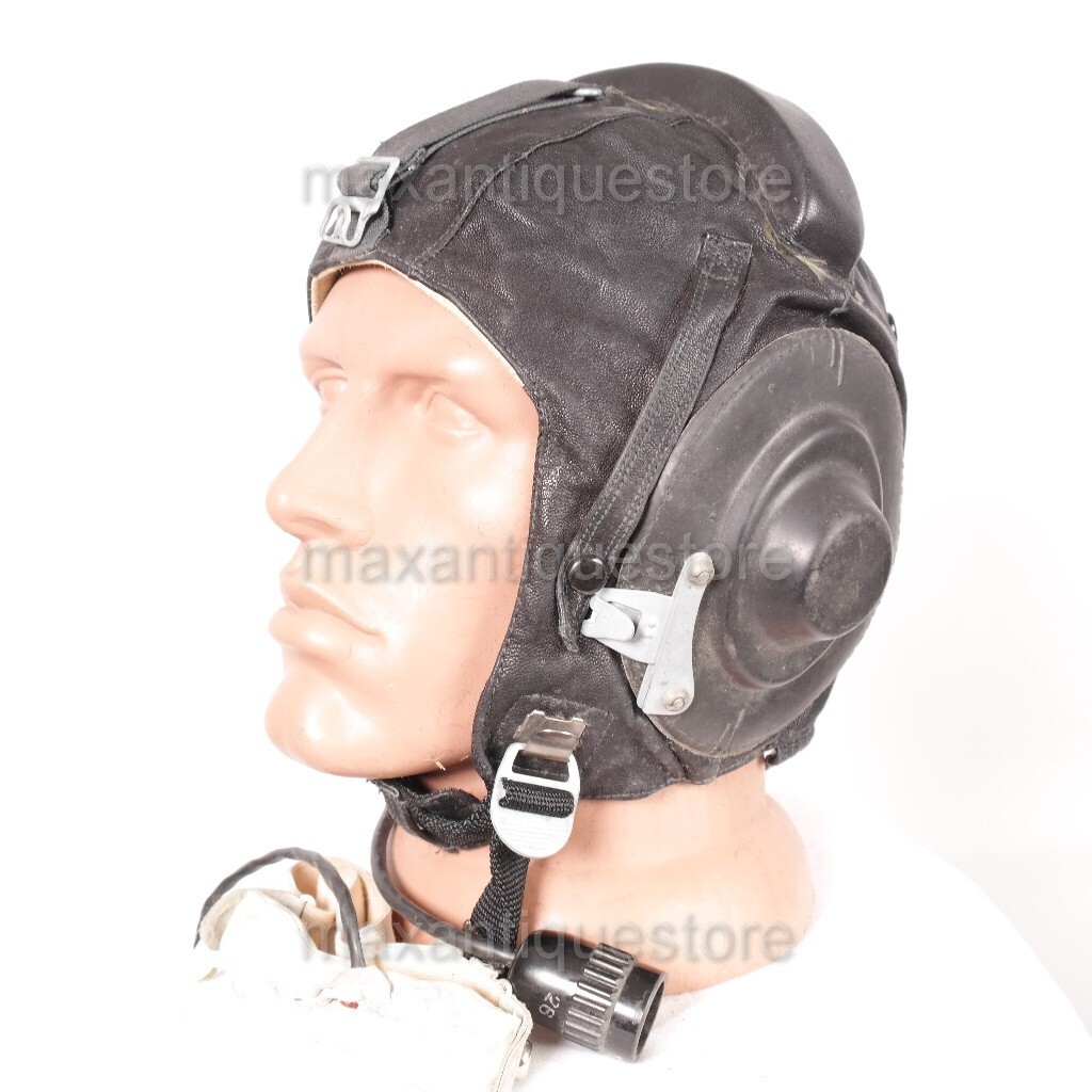 1987 SOVIET FLYING HELMET AIR FORCE LEATHER PILOT HAT FIGHTER