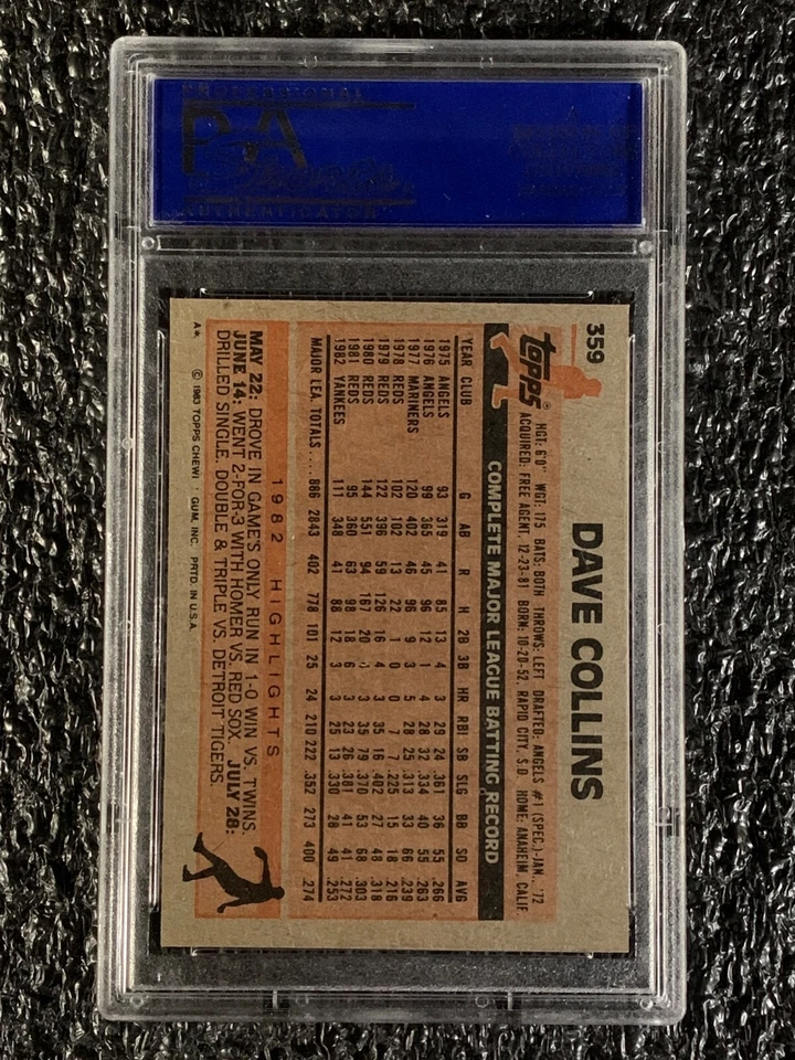 1983 Topps Baseball #359 Dave Collins PSA 8 - Image 2 of 2