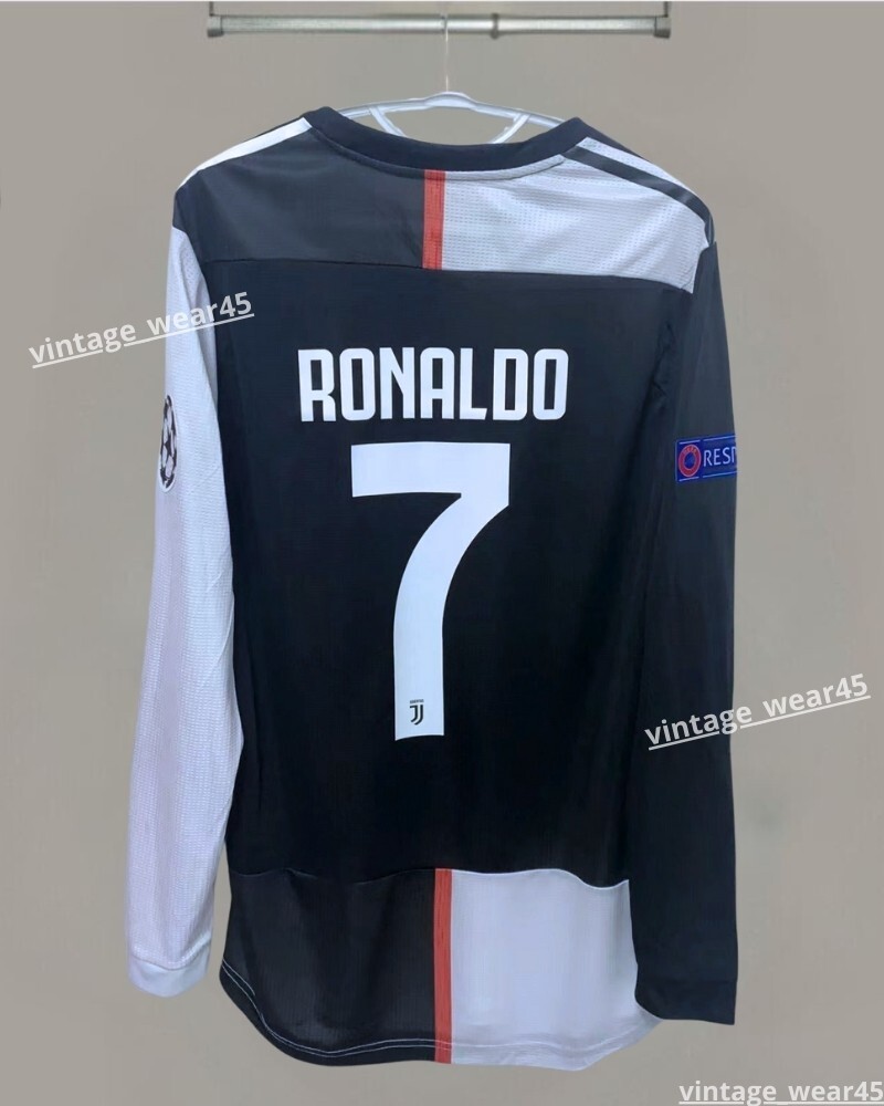 Ronaldo #7 Juventus Jersey 2019-2020 Home Retro Long Sleeve