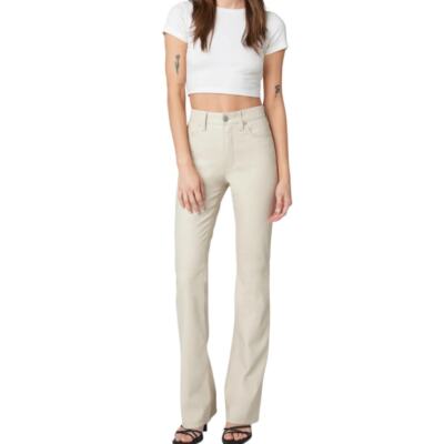 Blank NYC Faux Leather High Rise Straight Leg Pant In Go Blank Beige Women's 29 