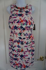 Vince Camuto Multicolor Tiered Beaded Sleeveless Dress Size 2 New