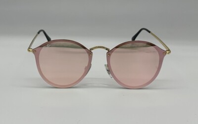 Ray Ban Blaze Round Gold RB3574N 001/E4 Pink Mirrored Sunglasses