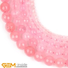 Rose Pink Jade Natural Gemstone Faceted Round Loose Jewellery Making Beads 15"
