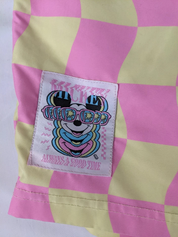 Neff x Disney Mickey Mouse Checkered Swim Trunks Shorts Men's Small - Image 2 of 4