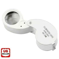 40X Magnifying Loupe Jewelry Eye Glass Magnifier LED Light Jewelers Loop Pocket
