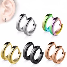 2.5 Mm Wide Stainless Steel Small Hoop Huggie Dome Earrings Pair Mens Women's