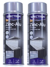 Lot 2 Peinture Spray 2en1 Primer / Peinture Aluminium / Zinc Argent 2x400ml