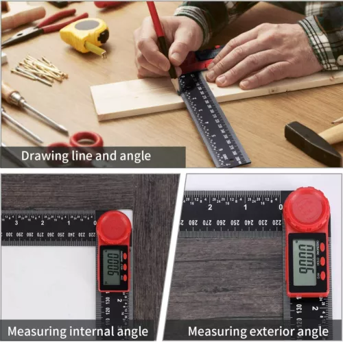 Digitaler Winkelsucher Winkelmesser (8 Zoll/200 mm) Messlineal mit LCD-Display - Bild 4 von 9