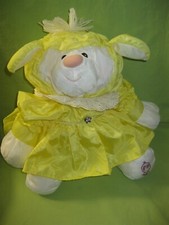 Fisher Price VINTAGE 1986 Puffalump 15" YELLOW LAMB Sheep in Dress 8005 Clean 