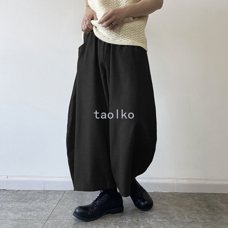 New  Pants Men's Handsome Nine-point Wide-leg Skirt Pants Bloomers XL