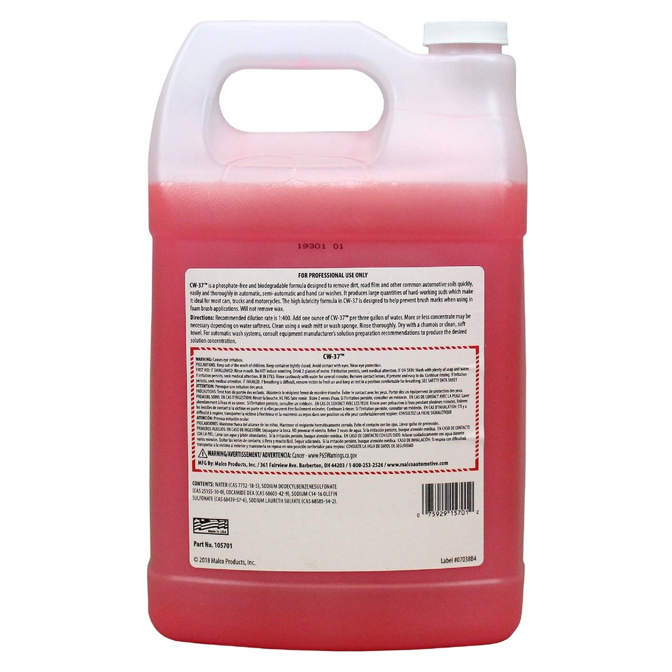 Malco CW37 Premium Car Wash Concentrate High Foaming Car & Truck