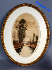 Cadre ancien ovale verre passe partout feuillure 45x35 cm bois sculpté doré C419